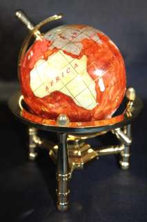 Genuine Multi Gemstone Desktop Globe Gold Tone Base Copper Globe Free 