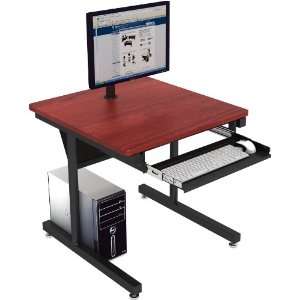  Fixed Height Computer Table  Black Frame, Cherry Surface 