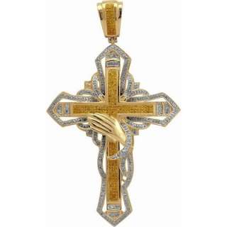 NEW Diamond Pave Gold Mens Cross Pendant  