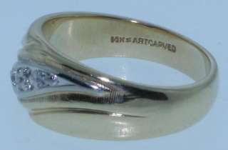 14K Yellow gold wedding ring band vintage diamond 5.5g  