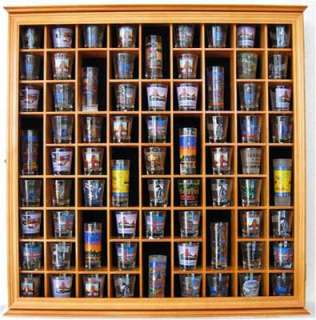 71 Shot Glass Display Case Wall Cabinet Shadow box with glass door 