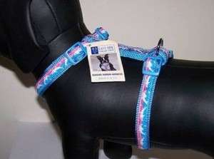 Small Dog Harness Seaside Ribbon Blue Pink Dolphin Fits 14 20 Chest 