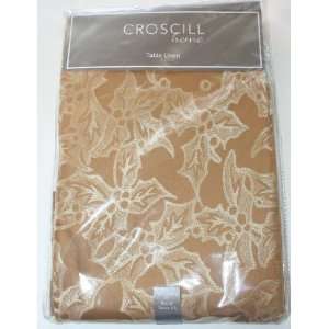Croscill home Table Linen Gold Holly Leaves Tablecloth   60 x 102 