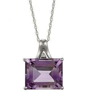   6cttw Emerald Cut Amethyst and Diamond Pendant Necklace Jewelry