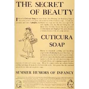  1892 Ad Beauty Secret Cuticura Soap Humors Infancy Baby 