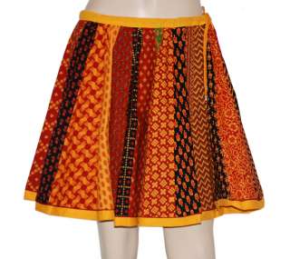 Bollywood Bellydance Gypsy Hippie Cotton Short Skirt Indian Hand Block 