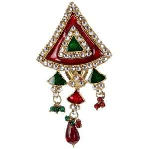  Designer Kundan Brooch Adorned with Enamel Work 