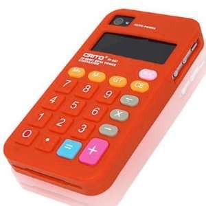  IPHONE 4 CALCULATOR DESIGN SILICONE SKIN CASE ORANGE 