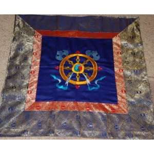  Wheel of Dharma Prayer Table Cloth Brocade 36x36 