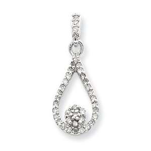  Sterling Silver Diamond Teardrop Pendant Jewelry