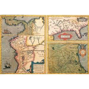    Three Maps   Poster by Abraham Ortelius (18x12)