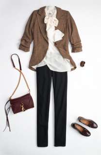   Jacket, Classiques Entier® Silk Bow Blouse & Paige Denim Skinny Jeans