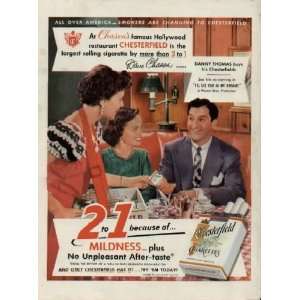 com DANNY THOMAS  1952 Chesterfield Ad, A3156. See DANNY THOMAS 