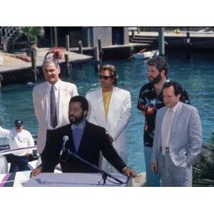 Philip Michael Thomas and Don Johnson at a Press Conference for Miami 
