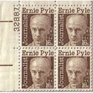  1971 ERNIE PYLE #1398 Plate Block of 4 x 16c US Postage 