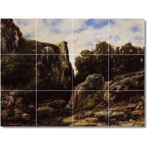 Gustave Courbet Waterfalls Kitchen Tile Mural 23  18x24 using (12 