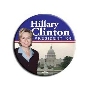 Hillary Clinton for President Photo Button w/ Capital Building   3