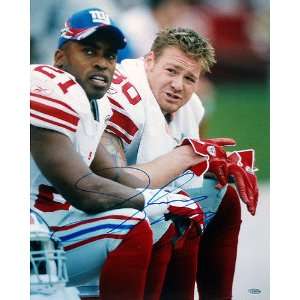 Jeremy Shockey New York Giants   Sitting with Tiki   Autographed 16x20 