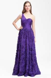 Adrianna Papell One Shoulder Rosette Gown  