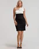 Adrianna Papell Plus Size One Shoulder Dress with Rosette Detail