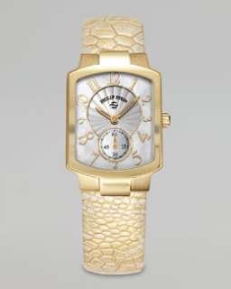   Stein Small Classic Gold Plated Watch Head & Golden Ostrich Strap