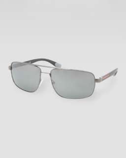 N1VL1 Prada Metal Navigator Sunglasses, Shiny Gray