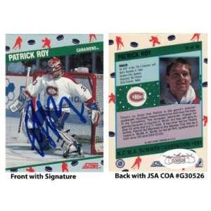 Patrick Roy Signed Canadiens Score NCWA 1991 10 of 10 Trading Card JSA 