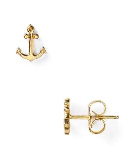 Dogeared Little Things Mini Gold Anchor Earrings   All Jewelry 