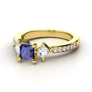  Caroline Ring, Princess Sapphire 14K Yellow Gold Ring with 