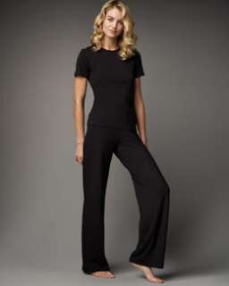 La Perla Tricot Short Sleeve Top & Relaxed Pants, Black