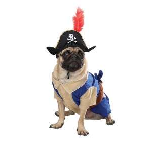 Halloween Dog Pet Costume Pirate Pup w/ Feather Hat XS  