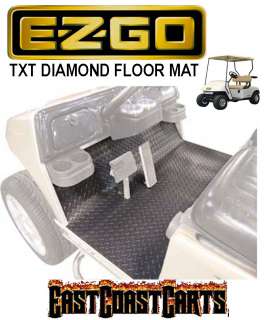 EZGO TXT 2001 Newer Golf Cart Diamond Floor Mat Black Rubber  
