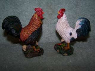 Set of 2 Farm Yard Animals Roosters Rooster Chicken Country Figural 