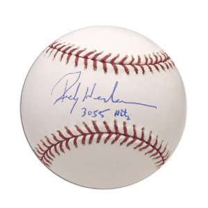 Rickey Henderson Autographed Baseball  Details 3055 Hits Inscription