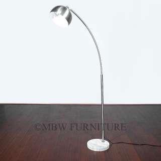 Silver Metal Mid Century Modern Bauhaus Arc Floor Lamp  