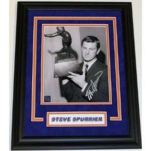 Steve Spurrier With Trophy Autographed Florida Gators 1966 Heisman 
