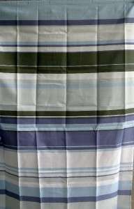 NEW $40 Fabric BLUES & GREENS STRIPE Shower Curtain NIP  