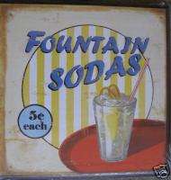 FOUNTAIN SODA Plaque Sign Wall Decor RETRO 50s Style  