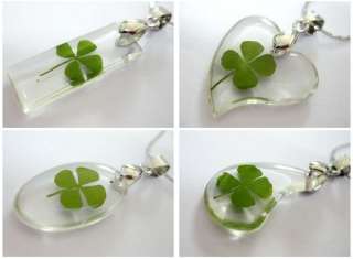 12pcs Real Lucky Four Leaf Clover amber 18kgp Necklace  