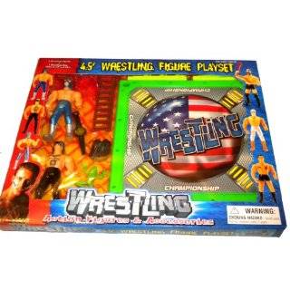 Pc Carry Case Wrestling Figures + Ring Play Set with Accessories