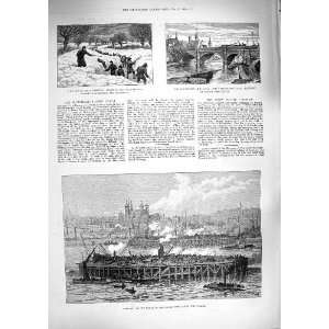  1888 WORKS TOWER BRIDGE RIVER THAMES SNOW SHIP CANAL