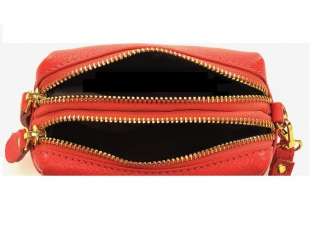 100% Genuine Leather Small Bag Clutch Bag Purse Cosmetic Bag w/ Strap 