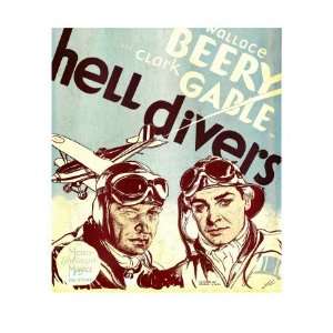  Hell Divers, Wallace Beery, Clark Gable on Window Card 