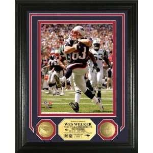 Wes Welker New England Patriots Photomint with 2 24 KT Gold Coins