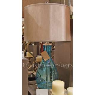   Glass Table Lamp Nickel Metal Accents Paris Chic Lighting New  