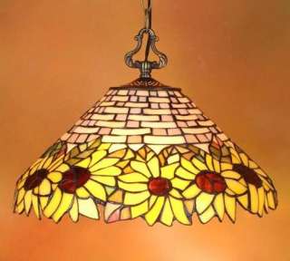 TIFFANY SUNFLOWERS * STAINED GLASS PENDANT HANGING LAMP  