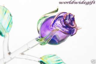 Rose Blown Art Glass Figurine Crystal Anniversary Gift  