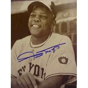 Willie Mays New York Giants Autographed Black & White Professionally 