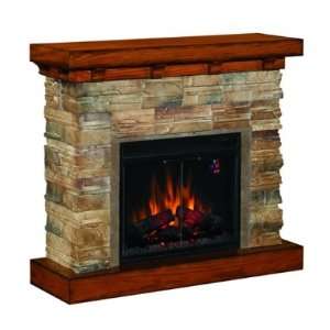   Flagstone Electric Fireplace Mantel In Distressed Oak