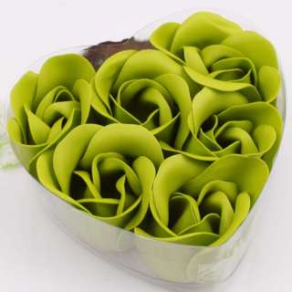 6pcs Green Wedding Favor Rose Bud Petal Soap Decorative  